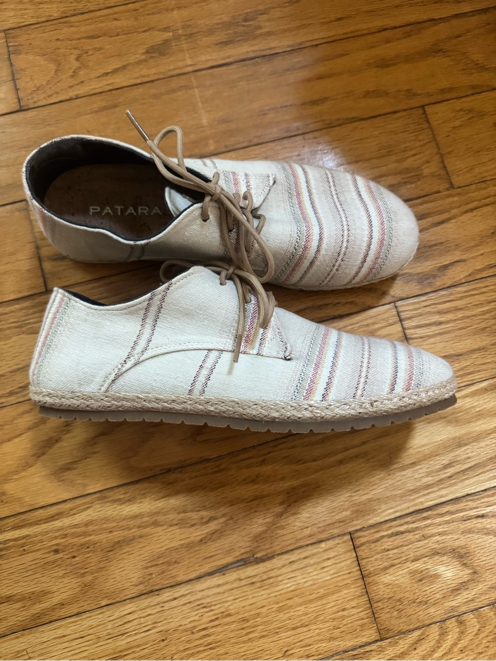 Patara Mens Nomad Woven Striped Derby Lace Up Shoe Espadrille Sz 8 Boho Coastal